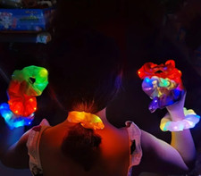 Glow In The Dark Scrunchies Women Girls - Hair Bands, Light Up LED Night Party