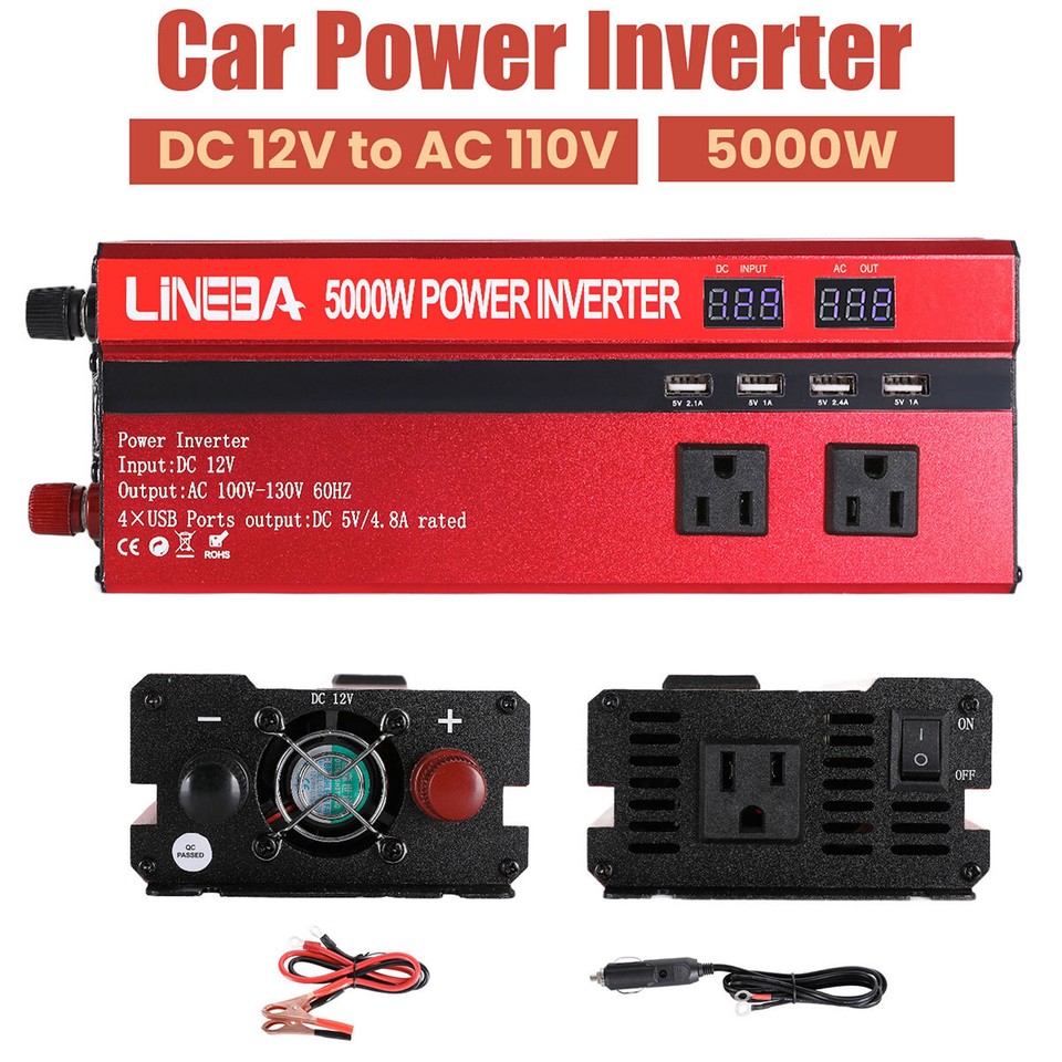 Convertidor 7000W De DC 12V A 110V AC Con USB Para Carro Auto Inversor ...