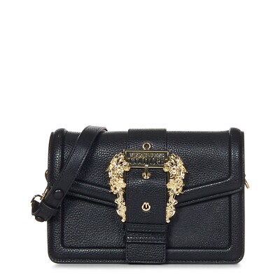 Versace Jeans Couture Schultertasche Schwarz Barock Schnalle Logo Groß Brandneu