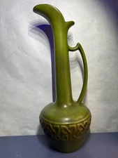Vintage Haeger Long Neck Pitcher Vase 4070 Peasant Olive Gold MCM Grecian
