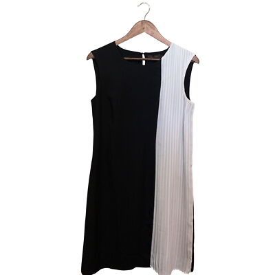 The Limited Women's Dress B & W Color Block Sleeveless Sheath Pleated Panel Sz S