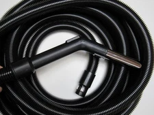 35' Central Vacuum Hose 1-1/4 Black Crushproof 360 swivel, metal band cuff
