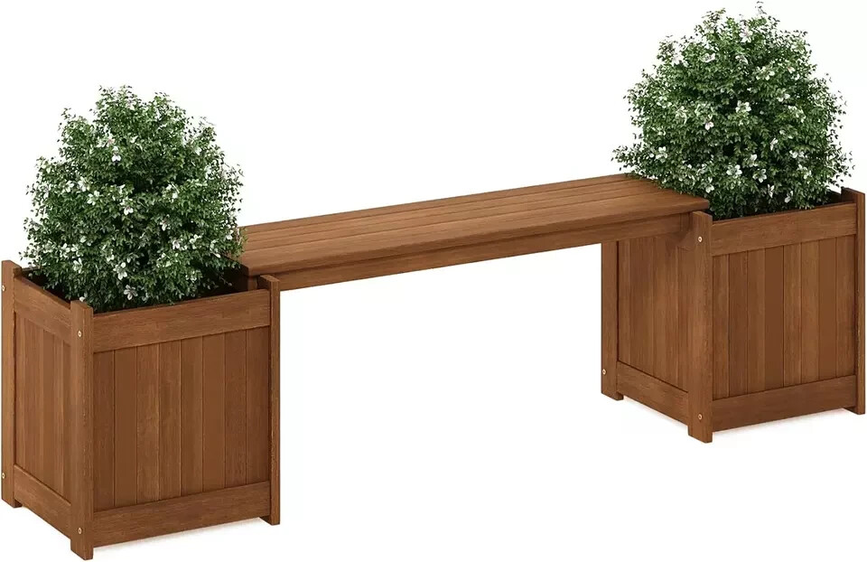 Furinno Tioman FG16011 Hardwood Planter Box in Teak Oil, Natural - 182x44.7x29cm