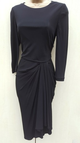 10 UK Karen Millen Black Drape Jersey Cocktail Party Office Drape Dress - Picture 9 of 9
