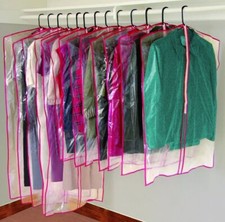 13 Clear Zippered Garment Bags Cloth Storage Suit Dress Shirt Covers Free NEW