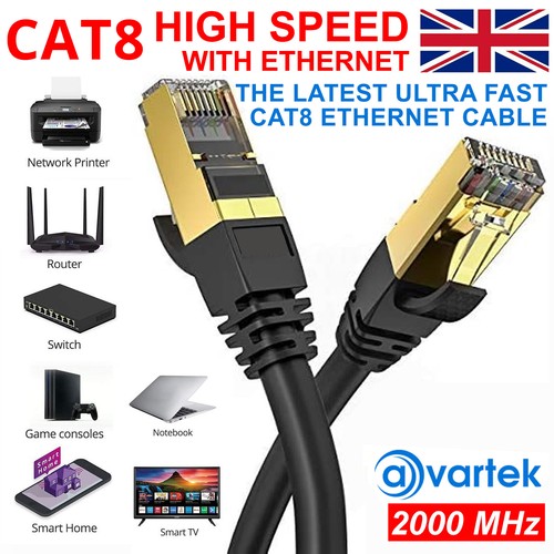 CABLE CAT8 BLINDADO 2000MHZ 40GBPS ETHERNET LAN ULTRA ALTA VELOCIDAD DE CONEXIÓN VELOCIDAD RJ45 - Imagen 12 de 14