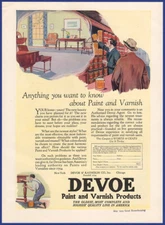 Vintage 1924 DEVOE Paint Varish Products Ephemera 1920's Print Ad