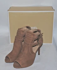Michael Kors Women's ACORN Blaze Suede Open Toe Bootie High Heel Shoes 9.5 NIB