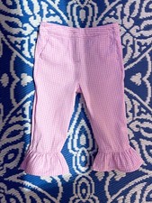 Next Girl Pink White Gingham Check Trousers Age 4 Flare Frill Pants Sun Party