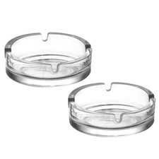 Ash Tray Sets for Cigarettes, Clear Glass Ashtray Set 0f 2, Round Large, 4.2 in