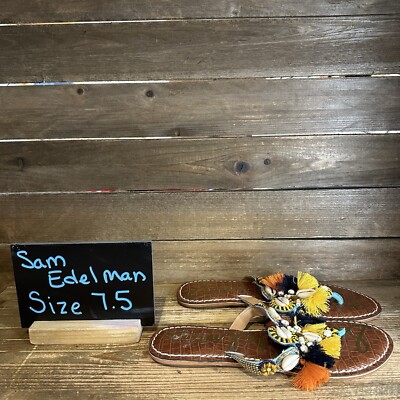 Womens Sam Edelman Kiara Multicolor Tassel Thong Sandals Flip Flops Size 7.5 M