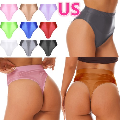 Women's Glossy Briefs Shiny High Waisted Dance Yoga Bottoms High Cut Briefs Sexy - Picture 3 of 106