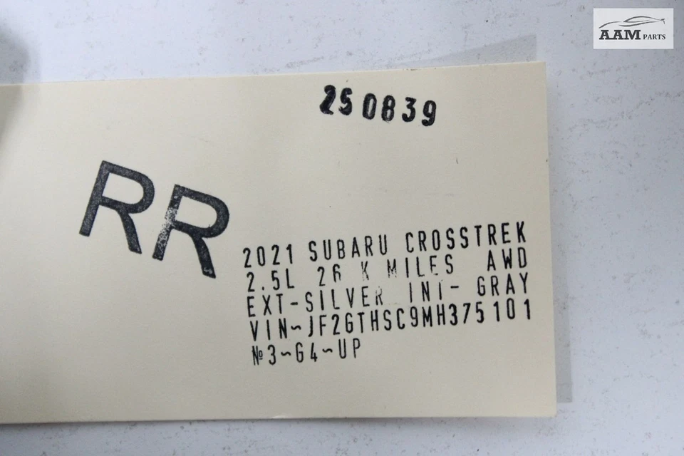 Subaru Crosstrek 2018-2023 cuarto trasero derecho ventana vidrio moldura sello OEM Foto 4 de 4