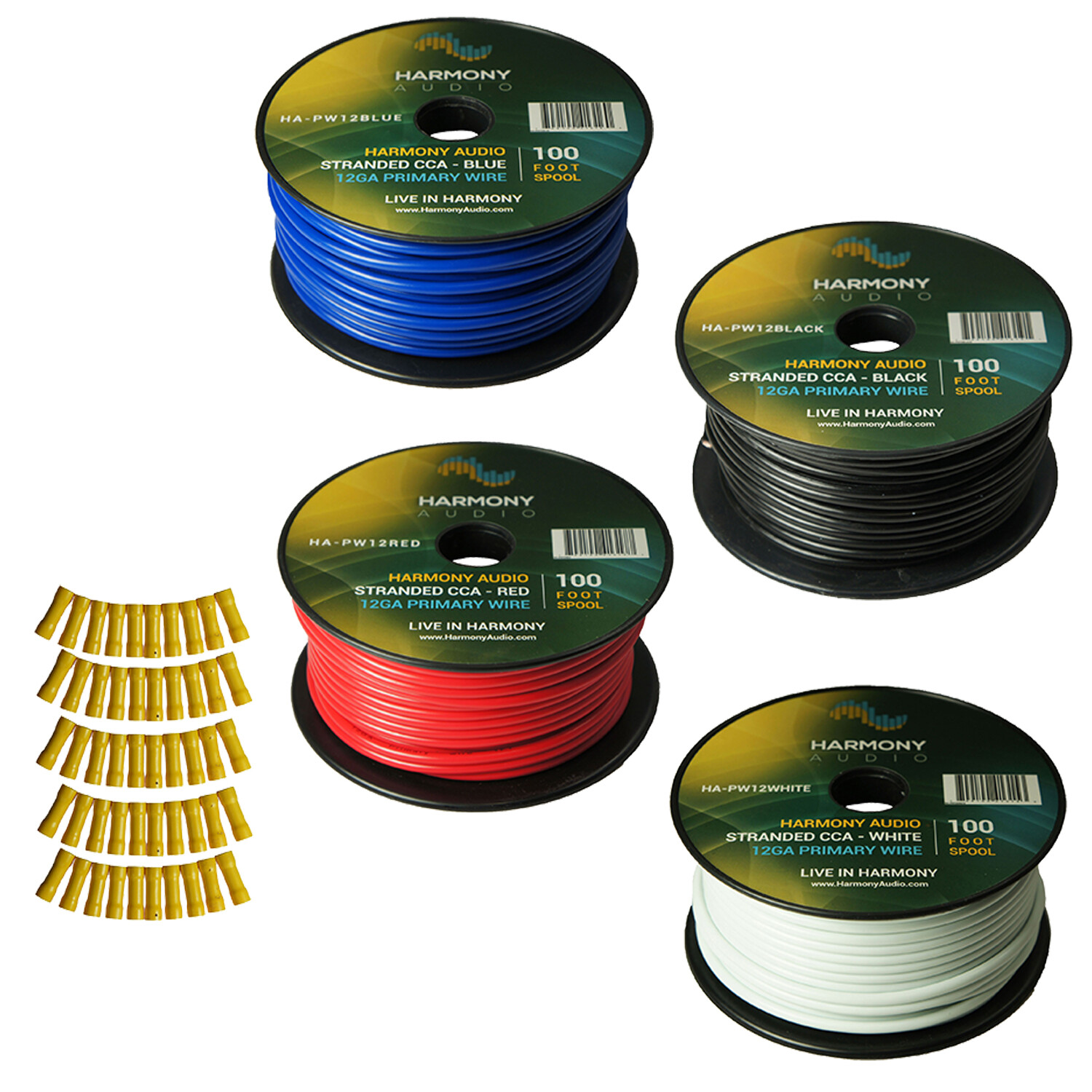 Harmony Car Primary 12 Gauge Power or Ground Wire 400 Feet 4 Rolls Multi Color