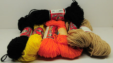 Aunt Lydias Rug Yarn Mixed Lot Of 7 Skeins Black, Yellow, Pumpkin, Beige