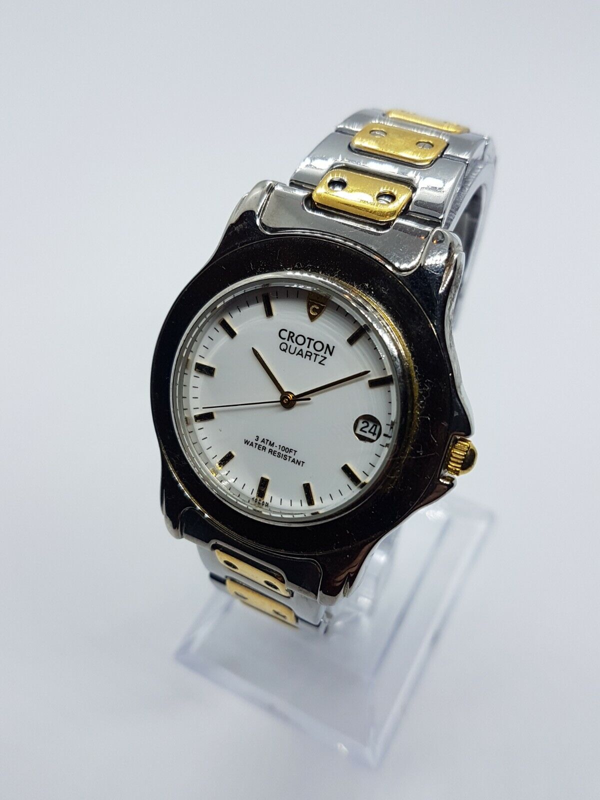 Croton Quartz Date Watch | Two Tone Gold And Silver Croton Elegant Dress Watch Popularna WYPRZEDAŻ, ograniczona wyprzedaż
