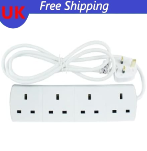 Extension 4 Plug Multi Plug Extension | 4 Socket Extension Cable | 1m Extension Lead ...