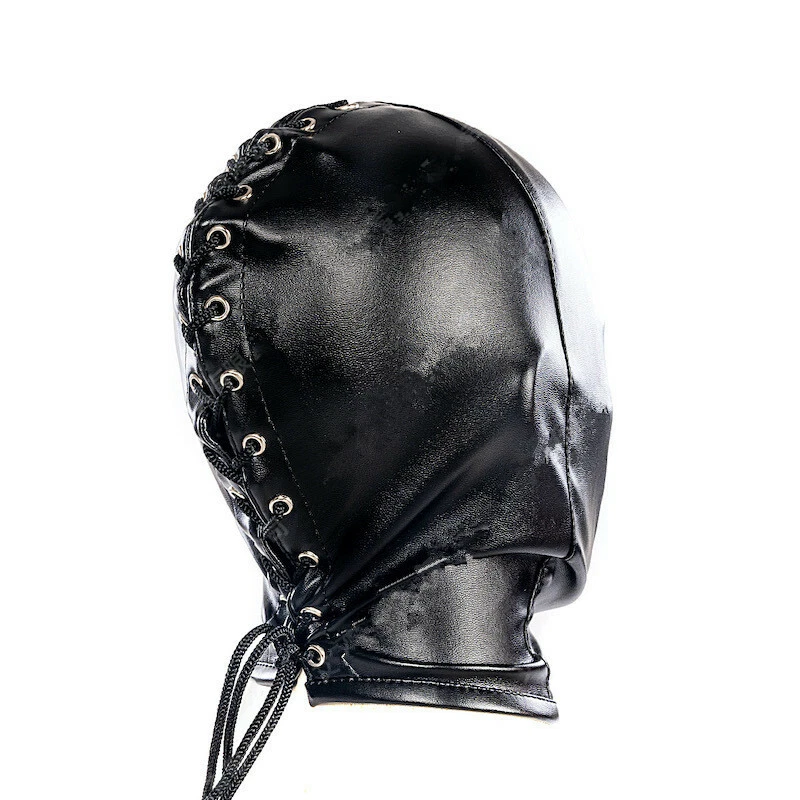 Adult unisex PU Leather Gimp Head Harness Headgear full Hooded Mask club Cosplay - Image 2 of 4