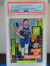 2022/23 CONTENDERS OPTIC #3 PLAYING THE NUMBERS GAME PRIZM LUKA DONCIC PSA 9