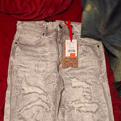 Grindhouse Men's Gray Distressed Slim Straight Denim Jeans Cotton Blend NWT