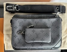 Louis Vuitton Trio Messenger Monogram Eclipse Black Crossbody Bag + Pouch