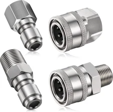 Shimeyao 2 Sets NPT 1/4 Inch Pressure Washer Coupler Quick 0.25 Inch, Silver 