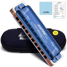 Professional Diatonic Harmonica Key of C with Blue Case
