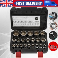21X 1/2" Drive Spline Socket 8-36mm 12-point CR-V Metric Socket Set Universal UK