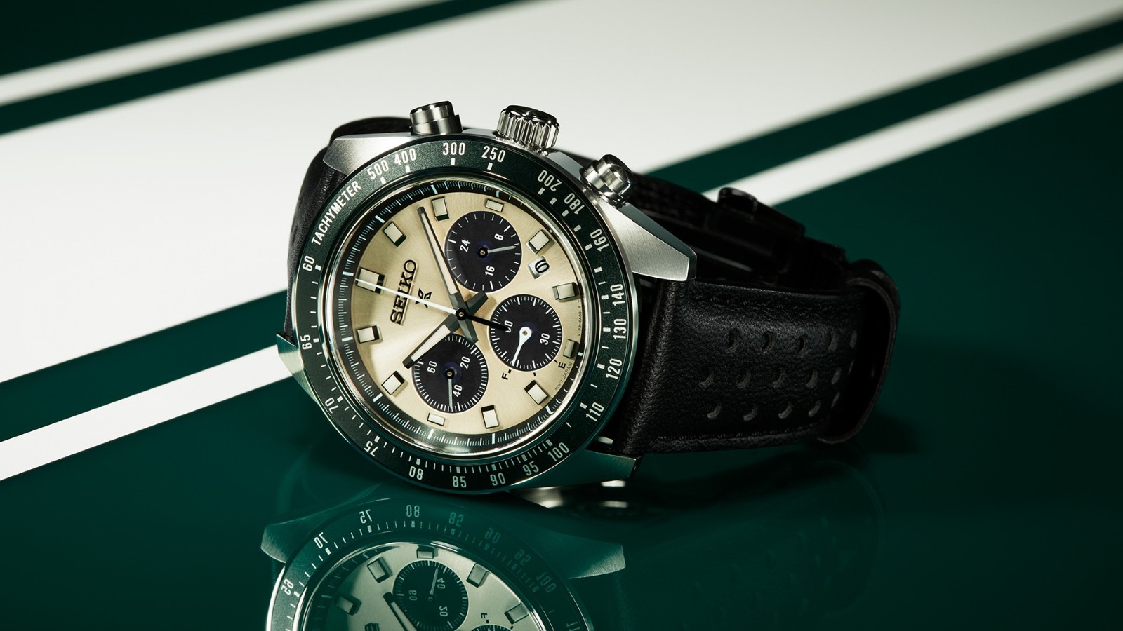 Seiko Prospex Speedtimer SBDL115 Solar Chronograph Panda Dial cream Men's Watch image 5