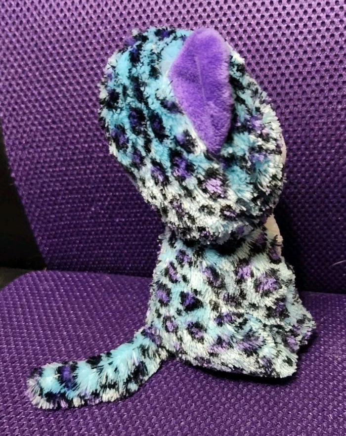 TY Beanie boo Lizzie 6" Plush Leopard Blue Purple Claires Exclusive Pre-loved  - Image 3 of 4
