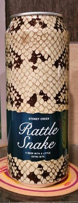 BOTTOM OPEN ALUMINUM RATTLE SNAKE 50cL STAY TOP BEER CAN STONEY