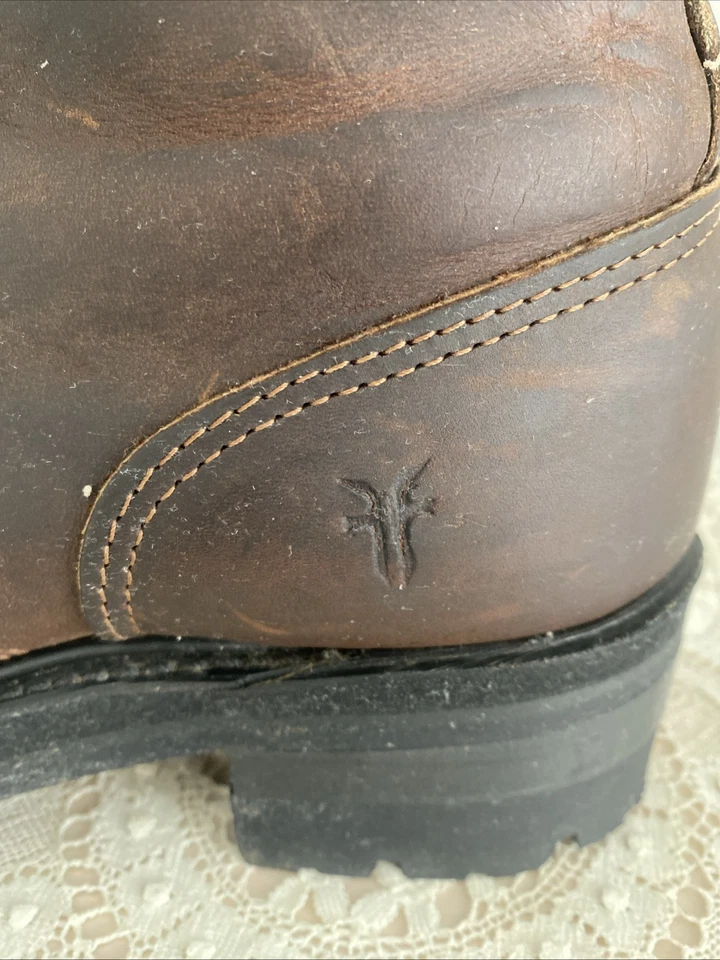 Botas de Leñador de Combate Frye para Mujer Cuero Marrón Gruesas Suela Vibram Con Cordones Talla 9 Foto 4 de 4