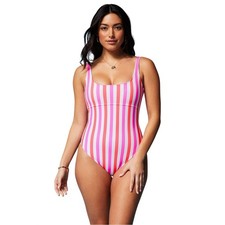 532. Fabletics Sunset Scoop One-Piece Swimsuit on Neon Candy Stripe. Size XXL