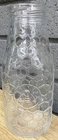 Vintage 6" Honeycomb Pattern Bee Embossed Screw Top Clear Glass Milk Bottle Jar