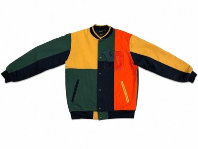 10.Deep Tent Division Colorblock Varsity Jacket Men s Large Multicolor