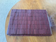 Boho Wood Woven Design Rectangular Table Placemats Set Of 7 Large