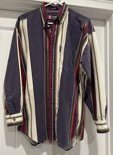 Vintage Chaps Size L Ralph Lauren Striped Long Sleeve Button Up Down Shirt