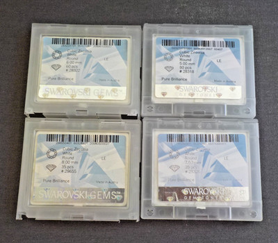 Swarovski Cubic Zirconia Pure Brilliance Round 5, 6, 7.5, 8mm Austria 4 Boxes