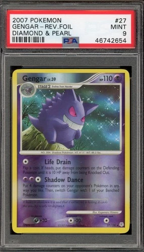 Pokemon Gengar Diamond & Pearl Reverse Holo Rare #27 PSA 9 Mint