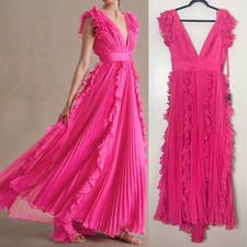 Mac Duggal Dress 6 Pink Long Formal Evening Gown Wedding Guest Ruffle Romantic