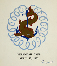 Cunard RMS Caronia Around the Word Cruise Verandah Cafe Souvenir Keepsake 1957