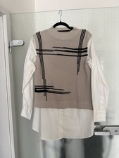 Blusen Pullunder Stick Beige Weiß Schwarz Gr...
