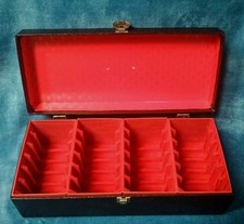Vintage 8-Track Tape Storage Case Black Faux Leather Red Interior 24 Slot Holder