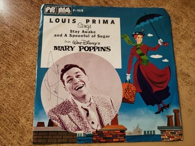 hand signed 1963 vg+ Louis Prima a spoonful of sugar 45 WALT DISNEY MARY POPPINS