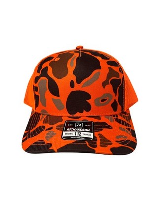 Richardson Blaze Orange Camo 112 Adjustable Trucker Hat  display picture 3
