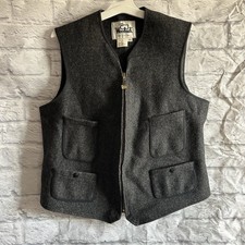 VINTAGE RARE 1960s WOOLRICH GREY FRONT POCKET VEST SIZE 44 WOOL STYLE 12 SHEEP