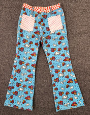 Vtg Wrangler Peter Max Jeans 2 Blue Flare Bell Bottom USA 60s Mod Hippie Art