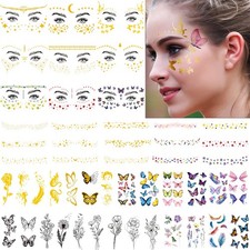54 Sheets Gold Glitter Freckles Face Tattoo 150 Pcs Halloween Temporary