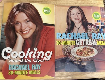 Two Rachel Ray cookbooks Cookin Round The Clock, 30 Min Get Real Meals