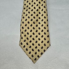 VINTAGE BURBERRY ENGLAND MEN'S TIE RED PAISLEY ON YELLOW ALL SILK